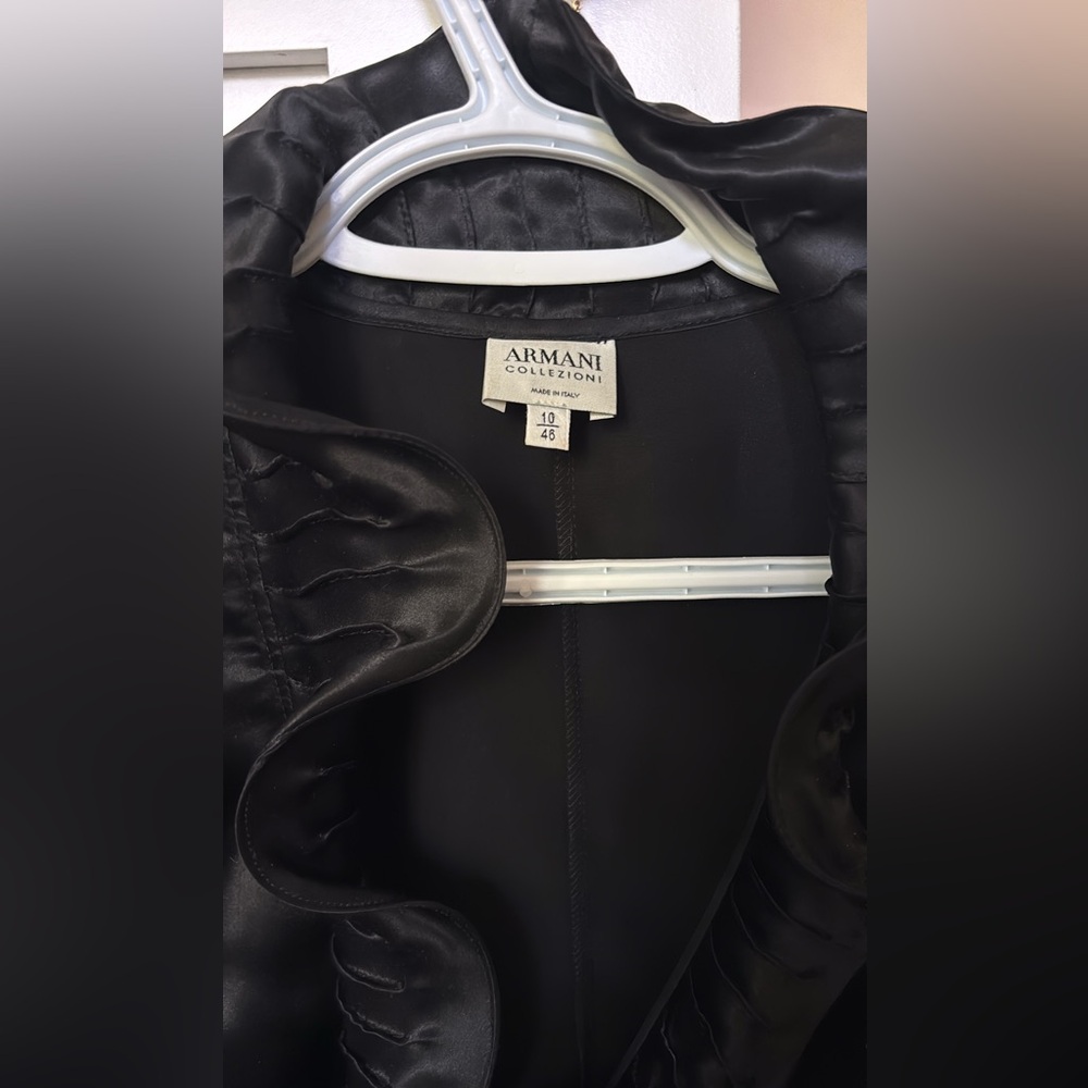 Armani Collezioni Black Ruffled Blouse - Picture 2 of 3